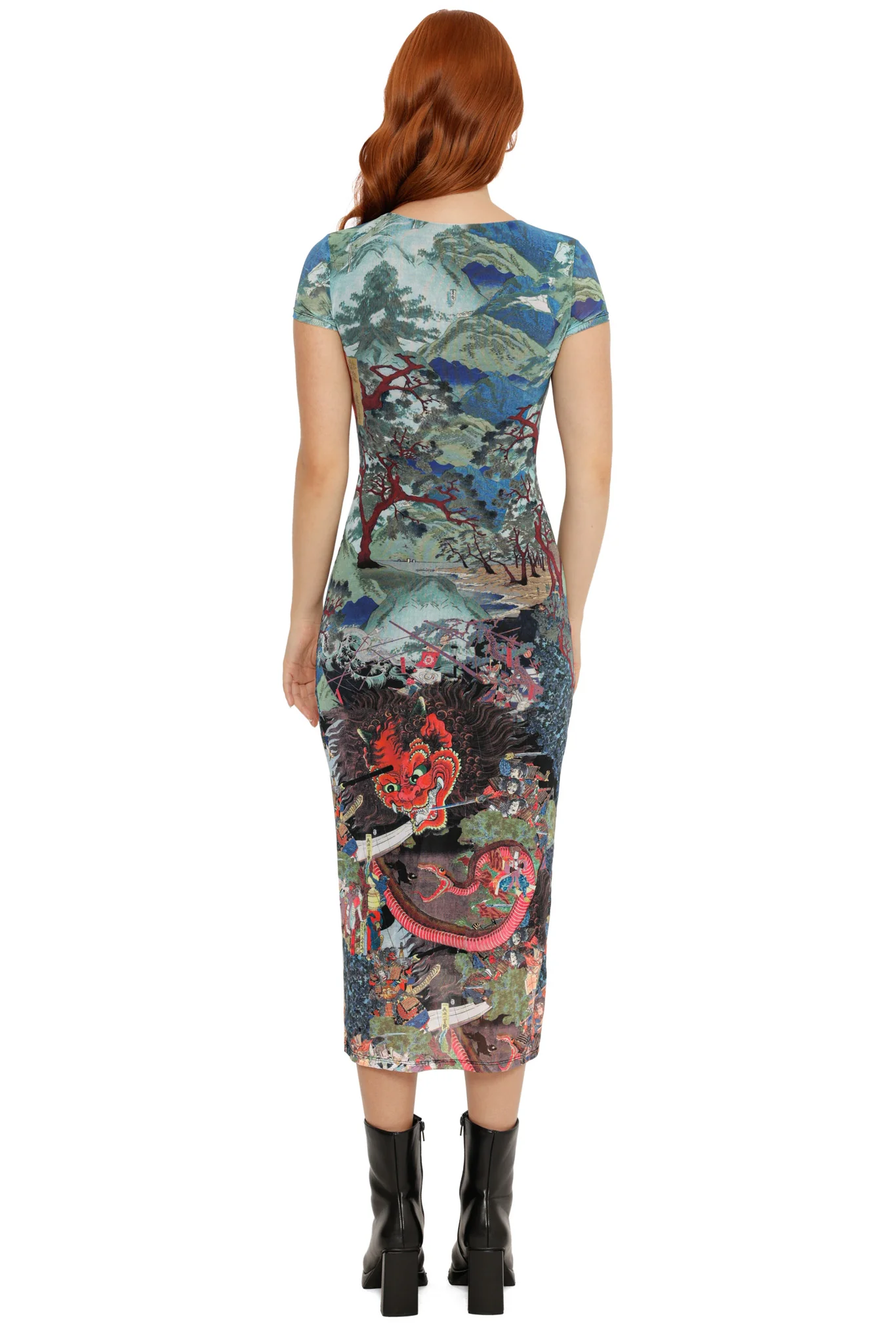Spirit of Mount Oyama Short Sleeve Bodycon Dress - Image 4